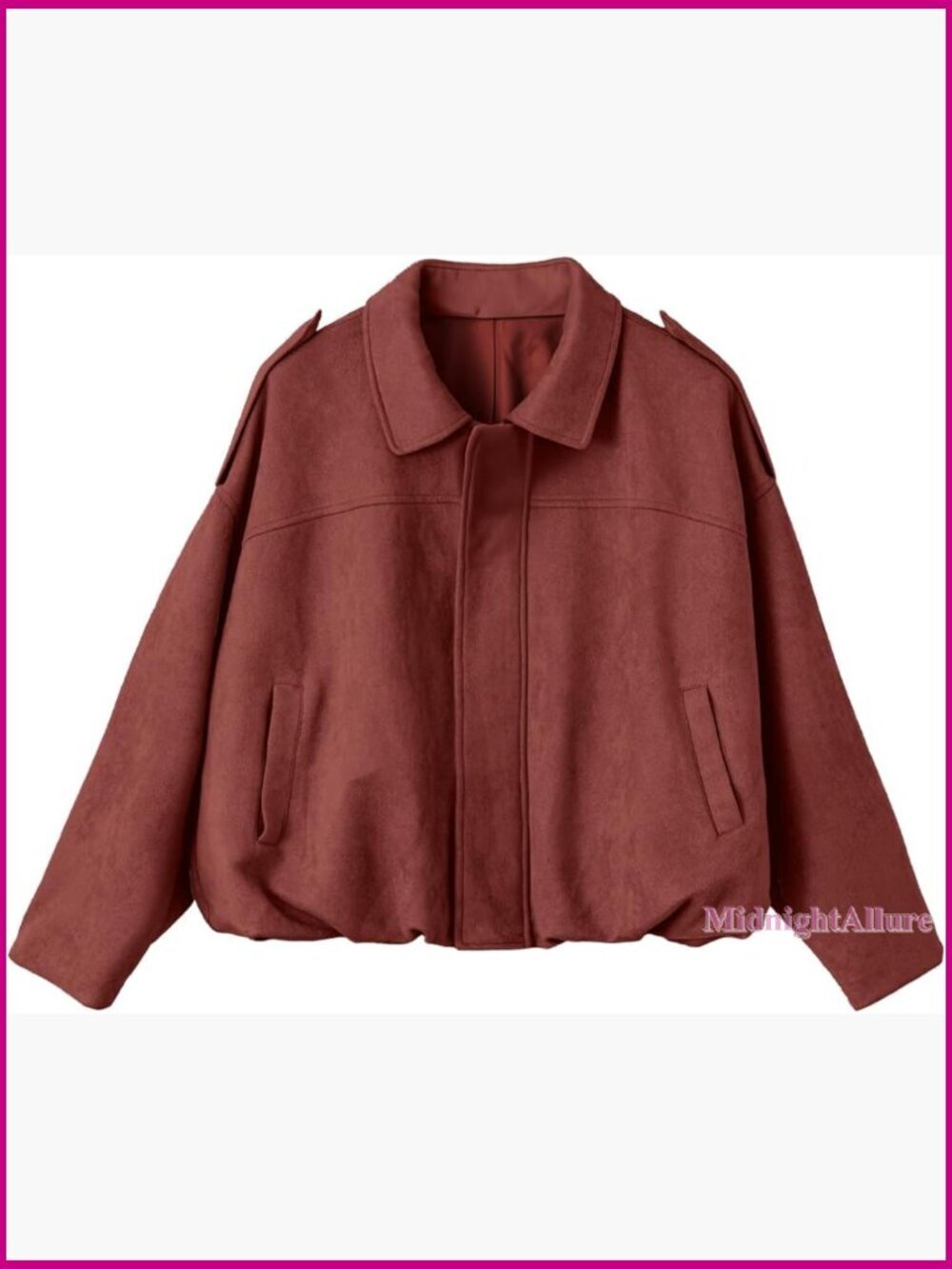 Faux Suede Bomber Jacket, Cropped Zip Up with Pockets, Regular Fit